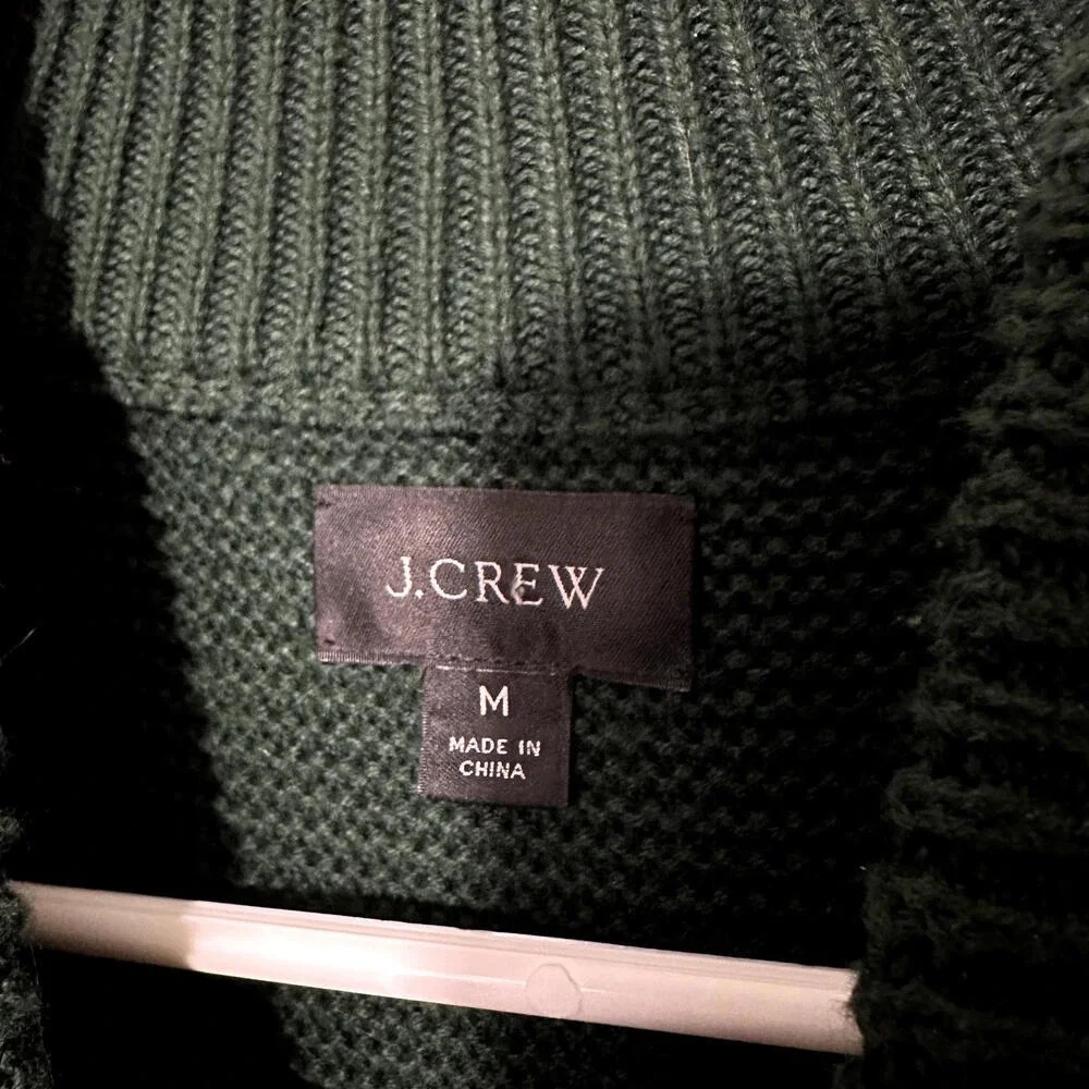J.Crew Men's Textured‎ Cotton Henley Sweater Green Preppy Heritage Knit M